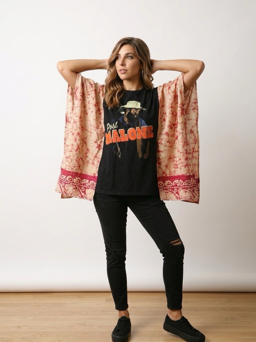 Handcrafted Upcycled Post Malone Kantha Tunic NWT One Size